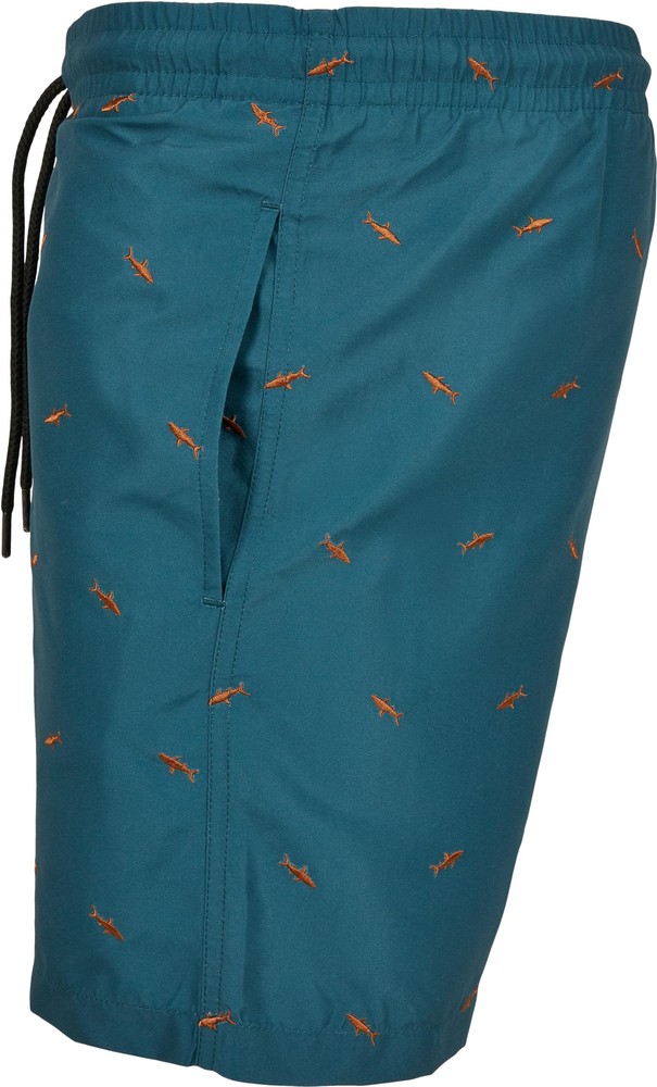 UrbanClassicsEmbroiderySwimShortsSharkTealToffee-3XL