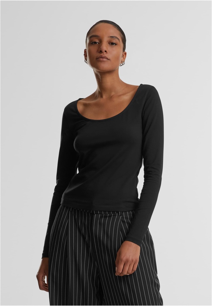 UrbanClassicsDamenLadiesWideNeckLongsleeveTB7162Black-3XL