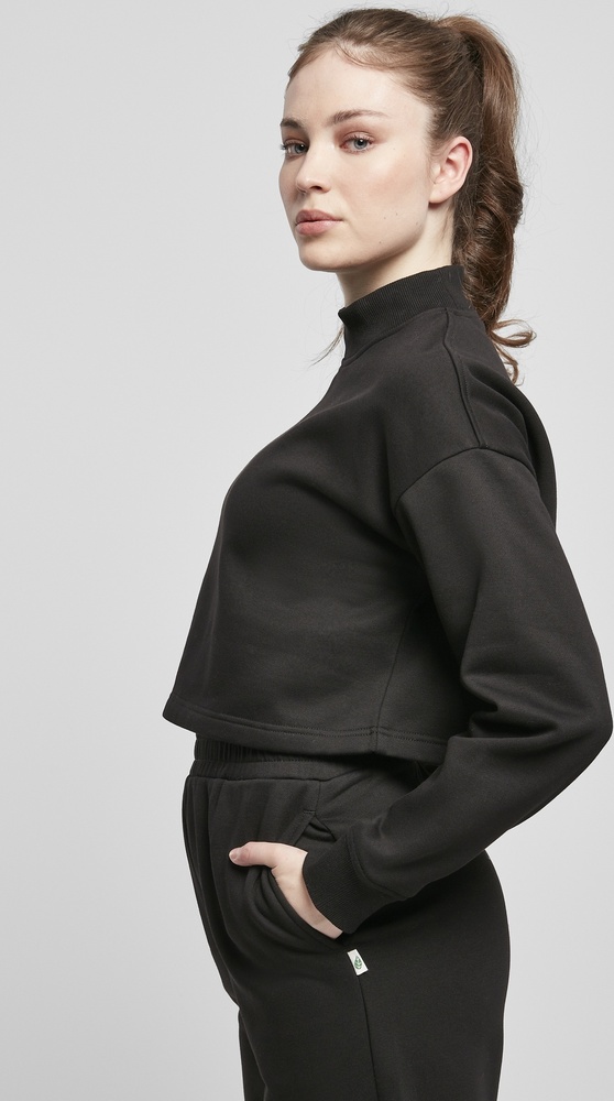 UrbanClassicsDamenSweatshirtLadiesCroppedOversizedSweatHighNeckCrewBlack