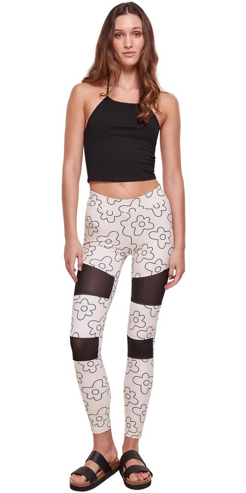 UrbanClassicsDamenLadiesTechMeshAOPLeggingsSoftseagrassflower-3XL