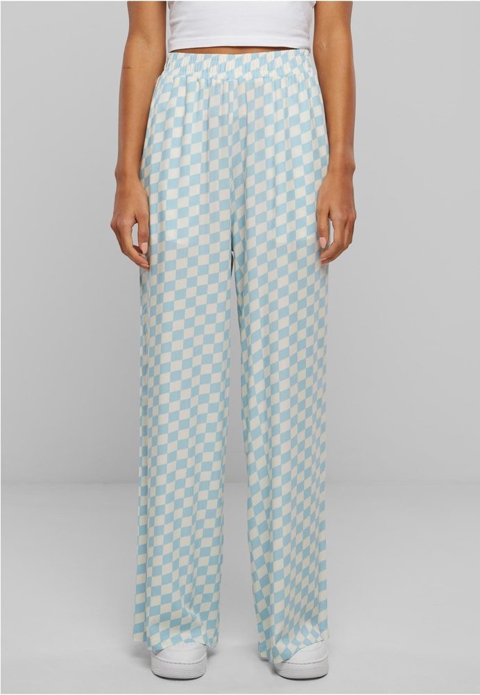UrbanClassicsDamenLadiesViscoseResortPantsTB6218Oceanbluecheck-3XL
