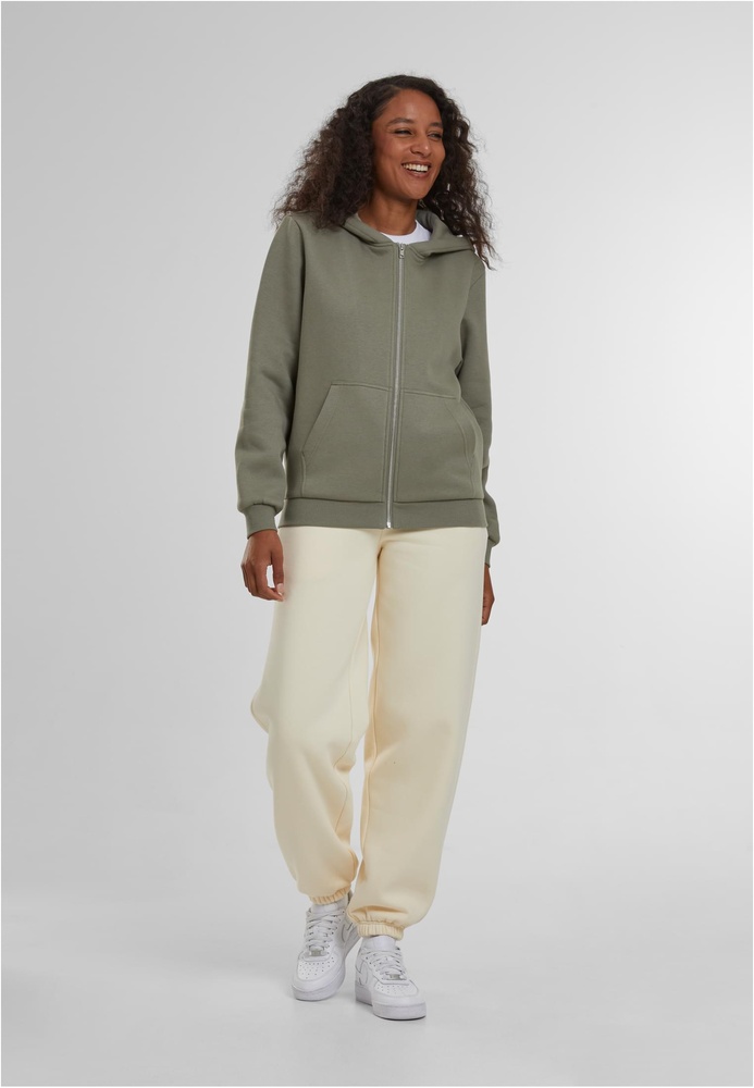 UrbanClassicsDamenLadiesFluffyZipHoodyTB7286Paleolive-3XL