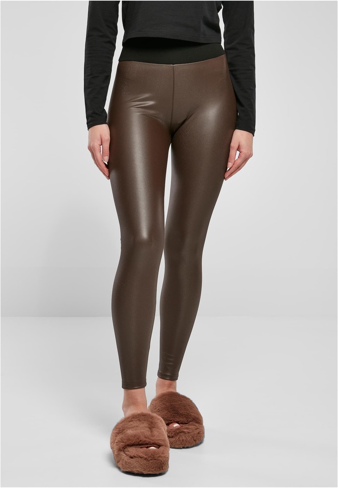UrbanClassicsDamenLadiesFauxLeatherHighWaistLeggingsBrown-3XL