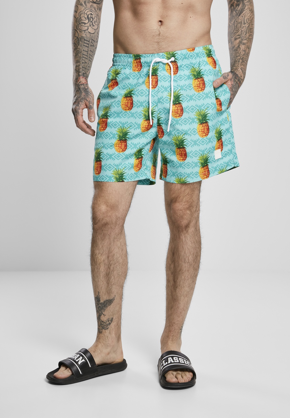 UrbanClassicsBadehosePatternSwimShortsPineappleAop-3XL
