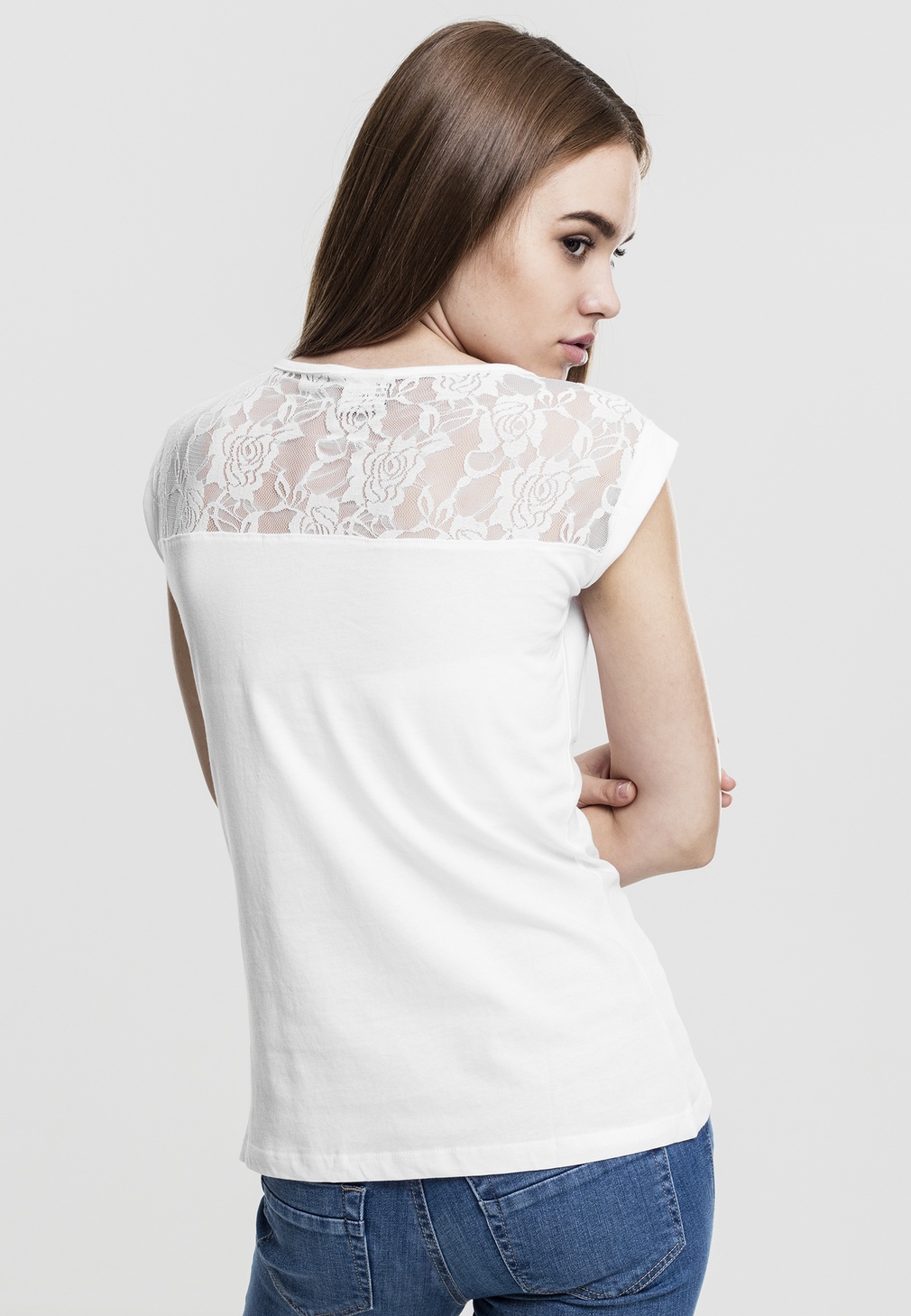 UrbanClassicsFemaleShirtLadiesTopLacesTeeWhite-L
