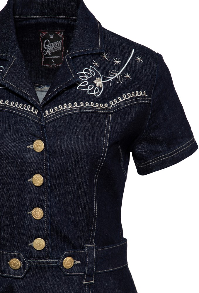 QueenKerosinWesternSwingKleidmitStickereiQKU26007Denim
