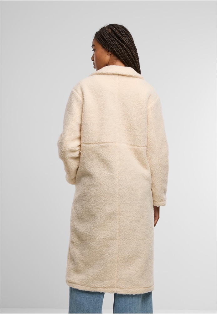 UrbanClassicsDamenMantelLadiesTeddyLongCoatTB7936Whitesand-L