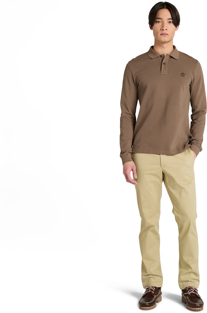 TimberlandPoloshirtOysterRiverChestLogoLsPoloSlimTB0A6VY6ChocolateChip-3XL