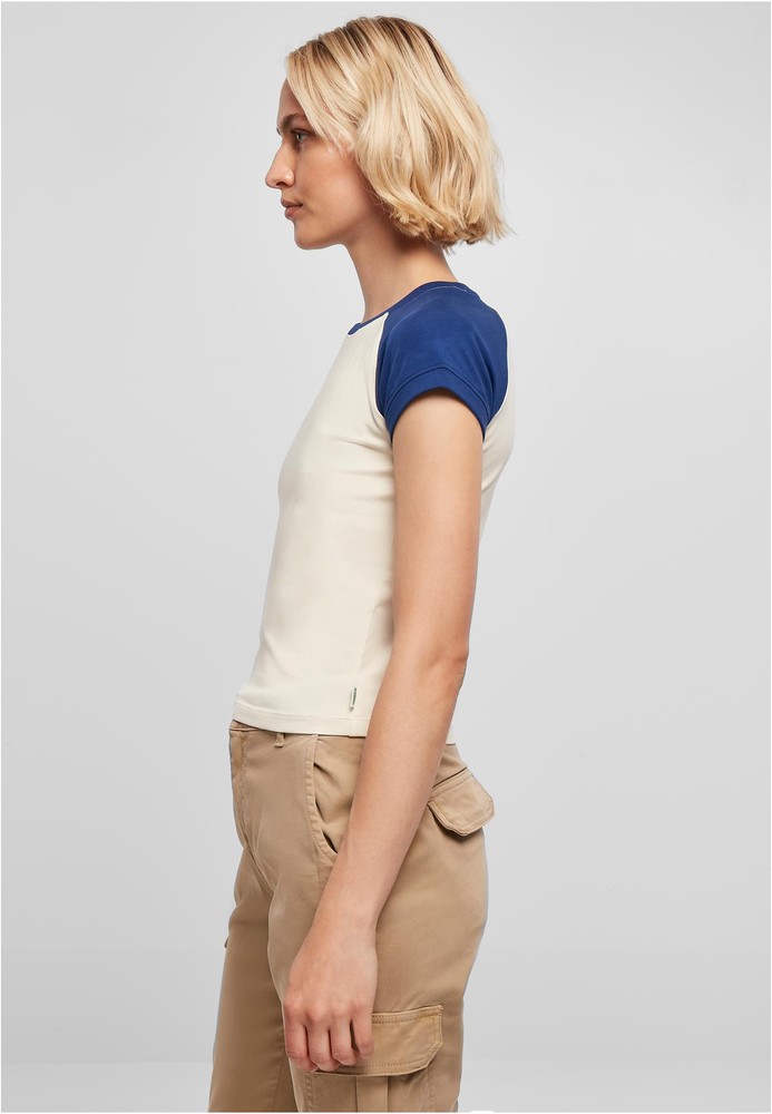 UrbanClassicsDamenT-ShirtLadiesOrganicStretchShortRetroBaseballTeeWhitesandSpaceblue-3XL