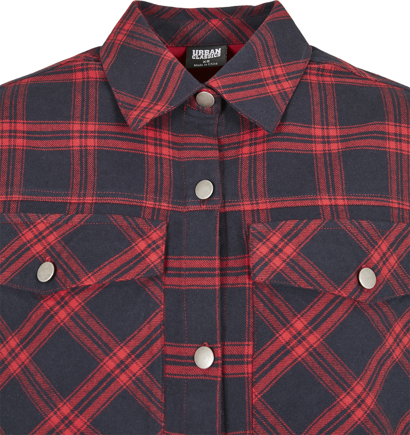 UrbanClassicsDamenHemdBluseLadiesOversizedOvershirtMidnightnavyRed