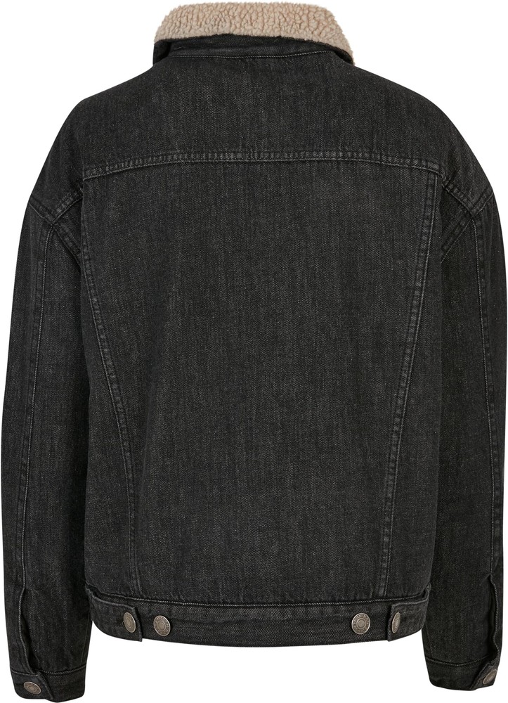 UrbanClassicsDamenJackeLadiesOversizedSherpaDenimJacketBlackWashed