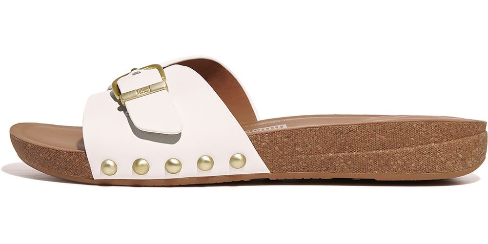 FitFlopDamenSandalenIqushionAdjustableBuckleLeatherSlidesHF1UrbanWhite-36