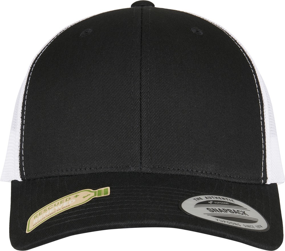 FlexfitCapYPCLASSICSRECYCLEDRETROTRUCKERCAP2-TONEBlackWhite