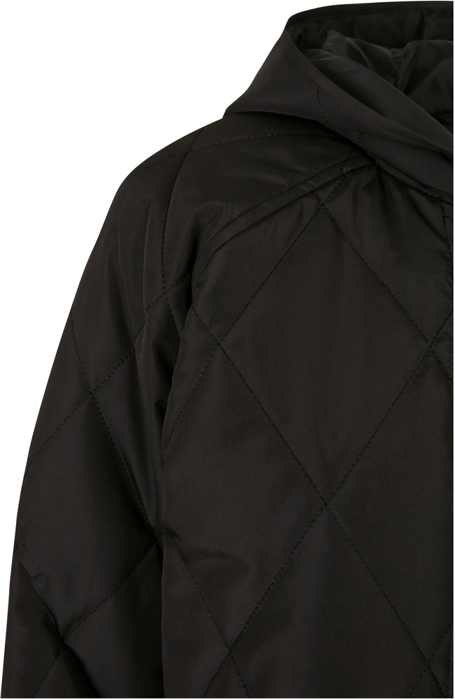 UrbanClassicsDamenSweatshirtLadiesOversizedDiamondQuiltedHoodedCoatBlack
