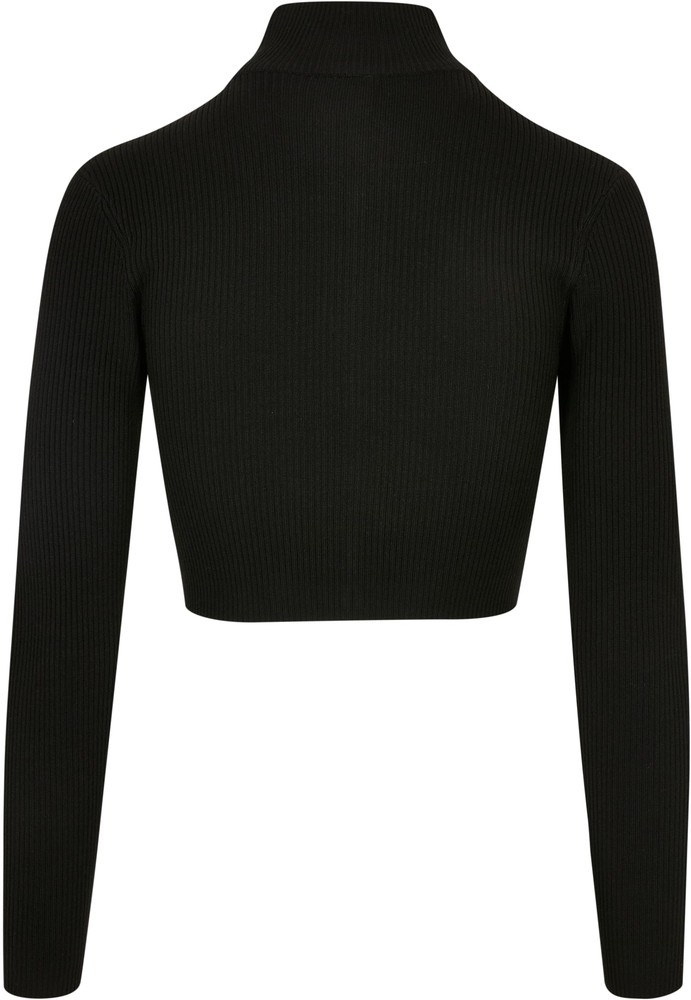 UrbanClassicsDamenStrickjackeLadiesCroppedRibKnitZipCardiganBlack