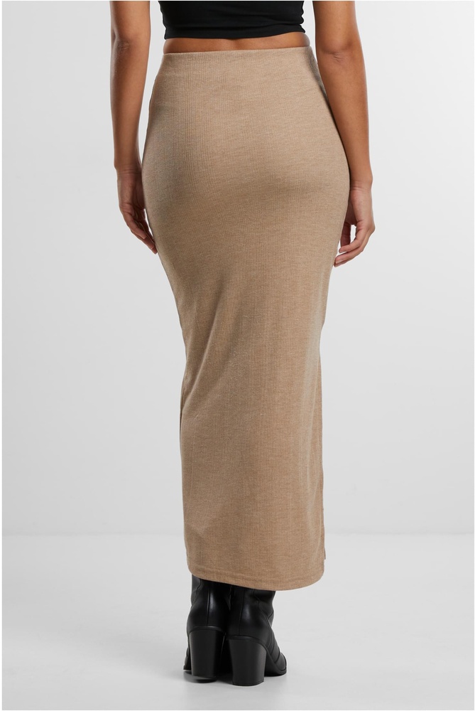 UrbanClassicsDamenLadiesRibHighSlitSkirtTB6940Beigemelange-L