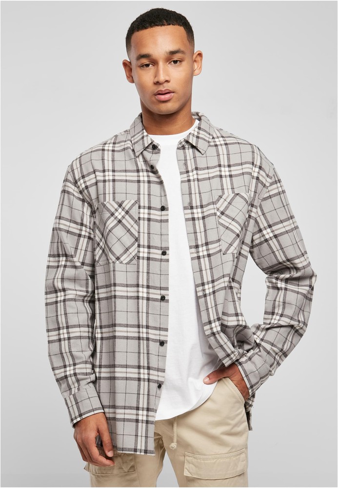 UrbanClassicsHemdLongOversizedGreyCheckShirtGreyBlack