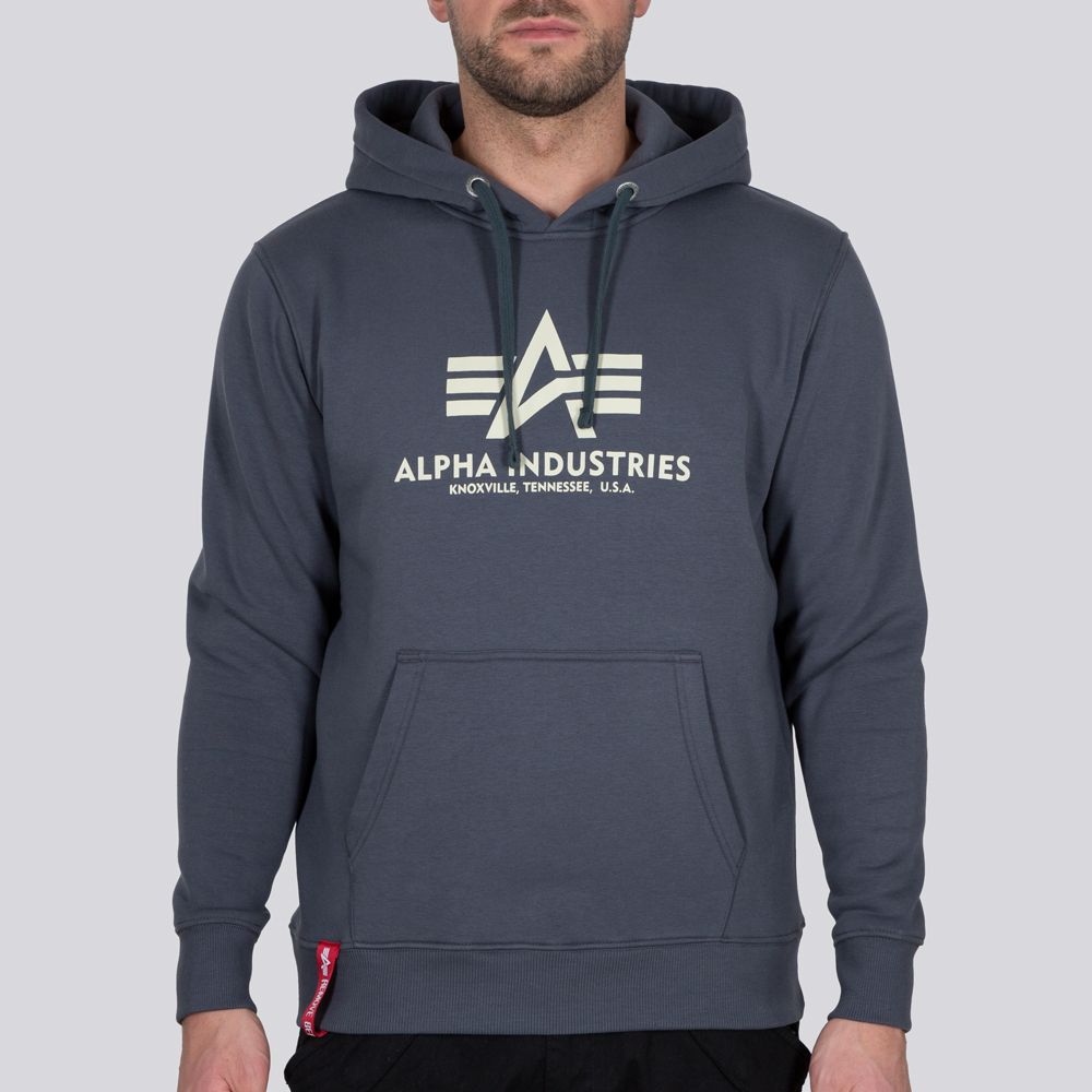 AlphaIndustriesBasicHoodieGreyBlack-2XL