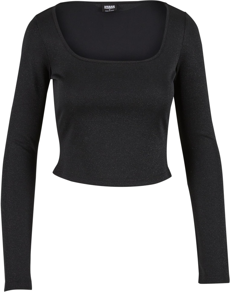 UrbanClassicsDamenLadiesGlitterSquareNeckLongsleeveTB6996Black-3XL
