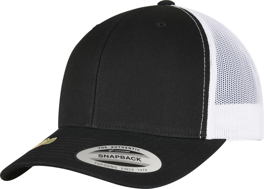 FlexfitCapYPCLASSICSRECYCLEDRETROTRUCKERCAP2-TONEBlackWhite