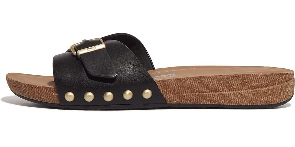 FitFlopDamenSandalenIqushionAdjustableBuckleLeatherSlidesHF1