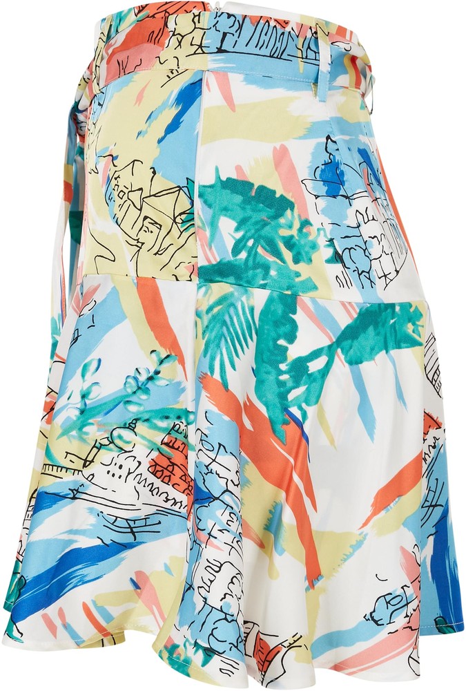 UrbanClassicsDamenRockLadiesAopSatinMiniSkirtSoftyellowvacation