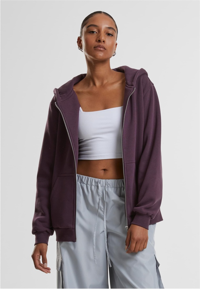 UrbanClassicsDamenLadiesFluffyZipHoodyTB7286Plumpurple-3XL