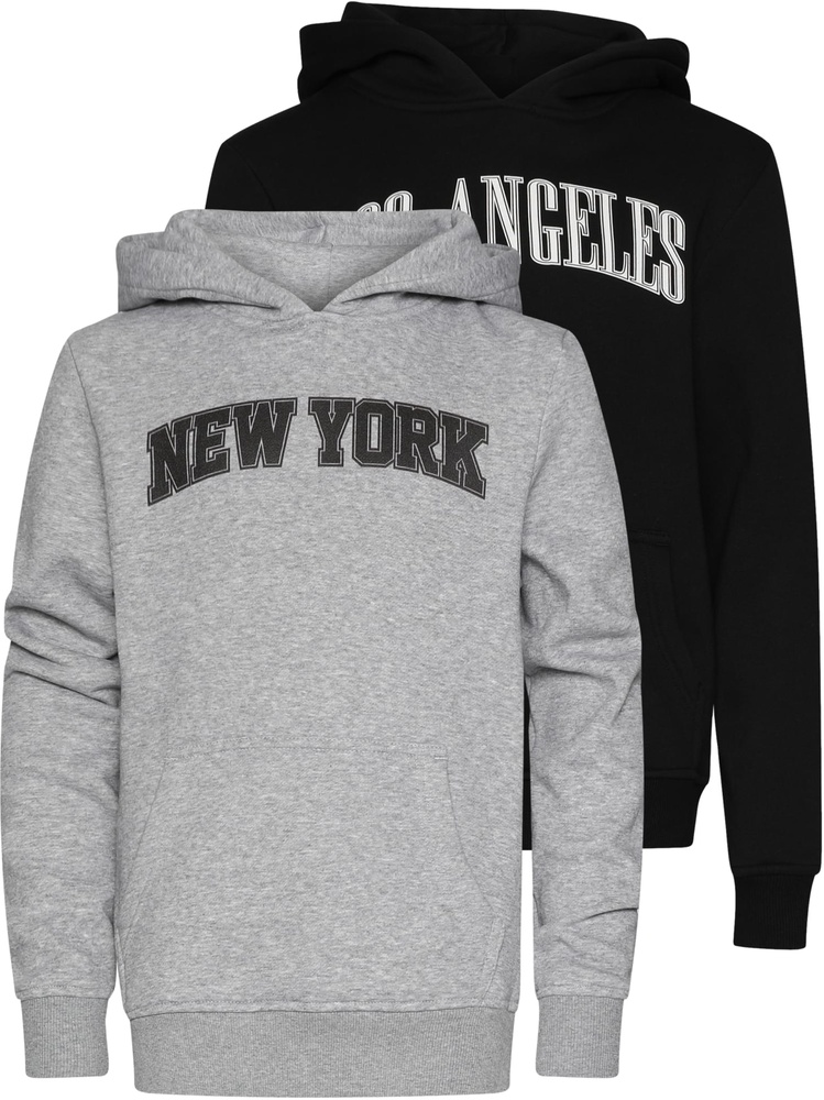 UrbanClassicsKinderHoody2PackLangarmLosAngelesNewYorkUCK7908A