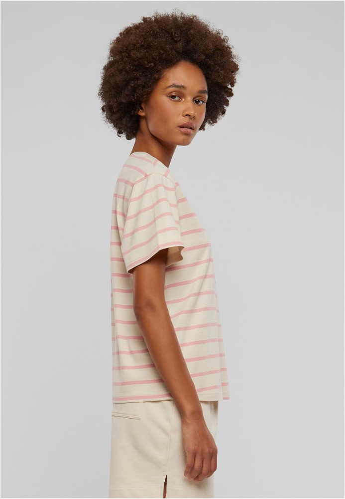 UrbanClassicsDamenT-ShirtLadiesStripedBoxyTeeTB6059LemonadepinkWhitesand-3XL