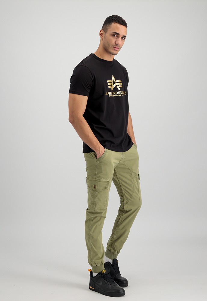 AlphaIndustriesBasicT-ShirtFoilPrintBlackYellowGold