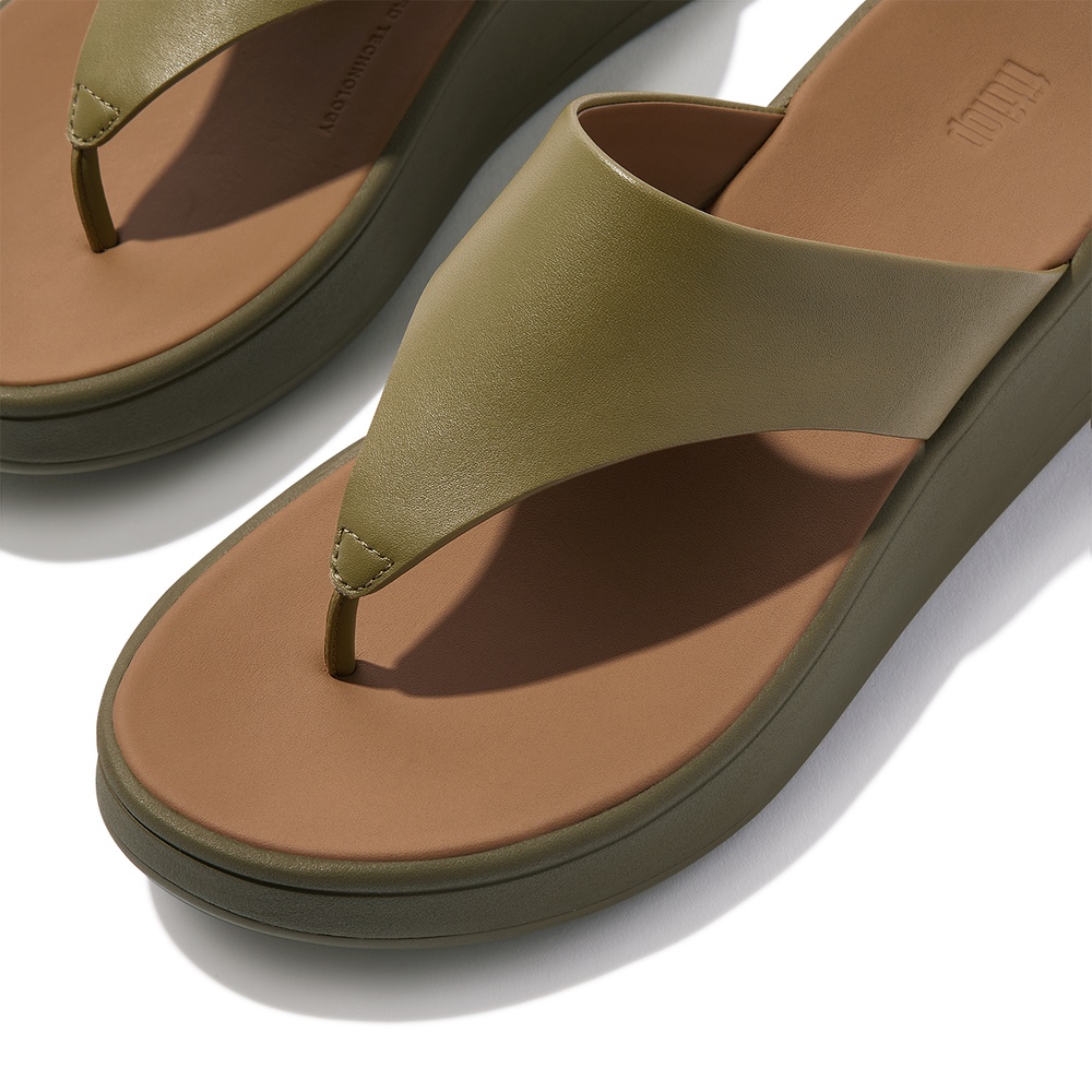 FitFlopDamenFlipFlopsF-ModeLeatherFlatformToe-PostSandalsFW4Camo-Green-37