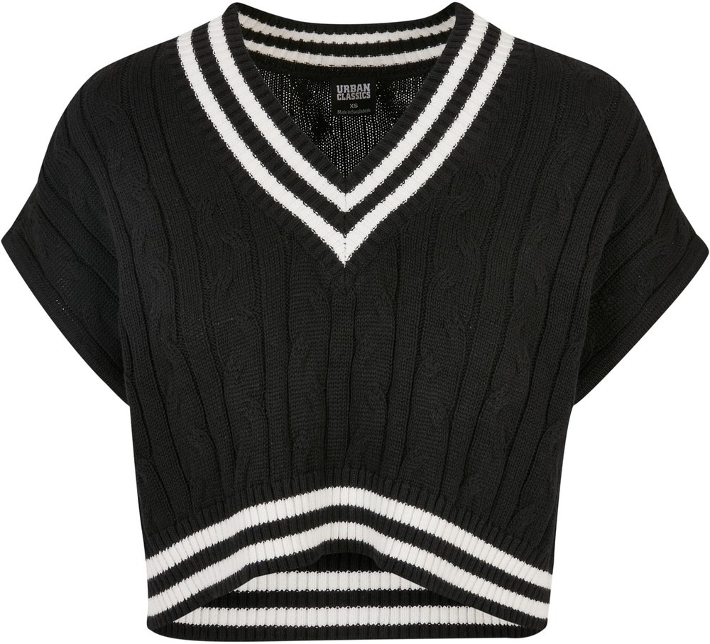 UrbanClassicsDamenSweatshirtLadiesCroppedKnitCollegeSlipoverBlack