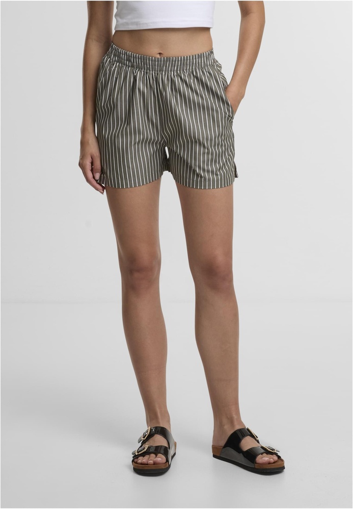 UrbanClassicsDamenLadiesStripedShortsTB6845OliveWhite-3XL