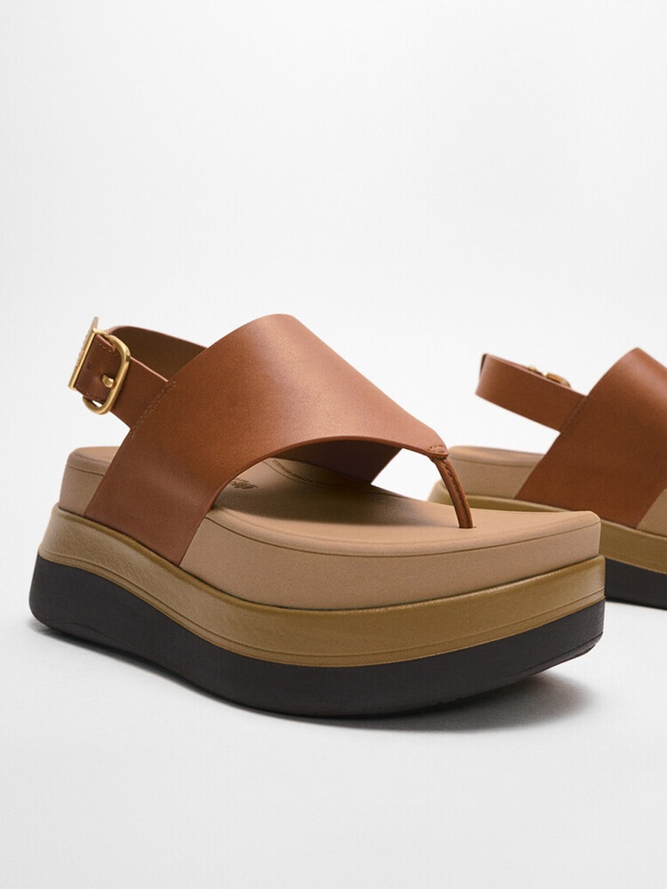 FitFlopDamenSandalenF-ModeStackLeatherBack-StrapToe-PostSandalsE2GDeepTan-36