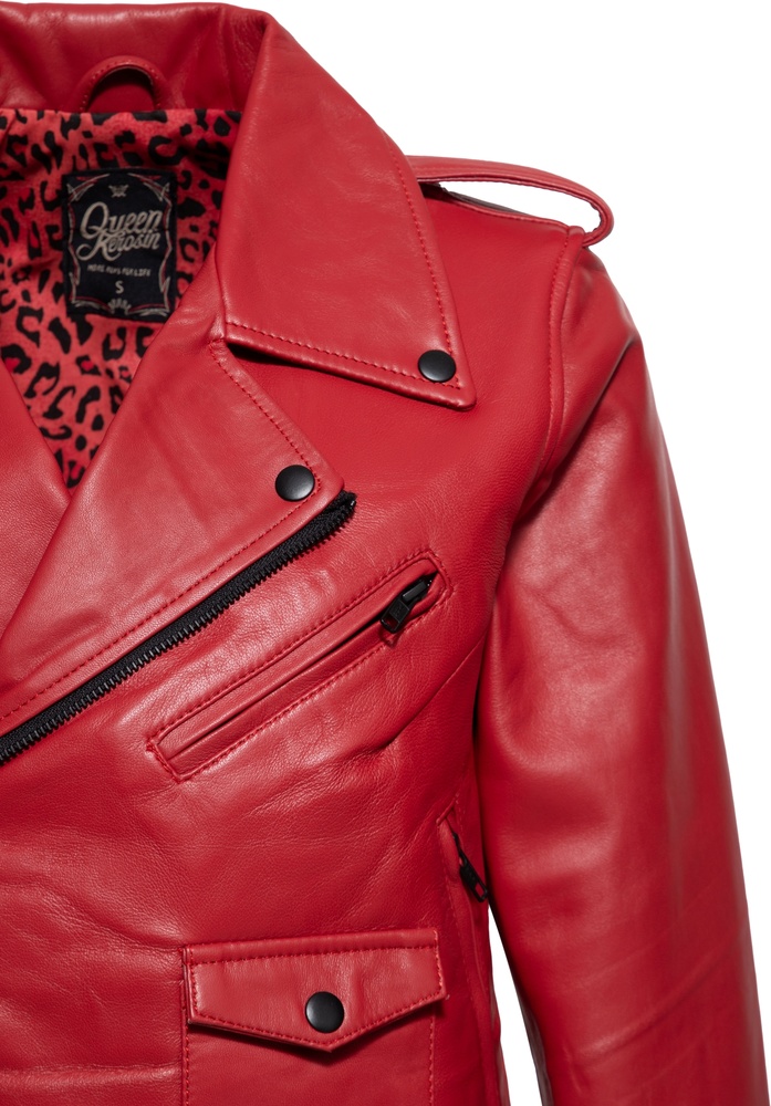 QueenKerosinDamenMarlonJackeMitLeoLinningQKU49001Red-XS