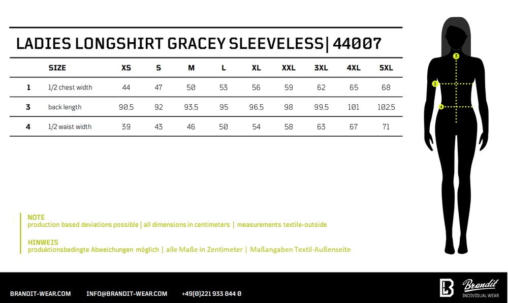 BranditDamenHemdWomenGraceyLongshirtSleeveless44007