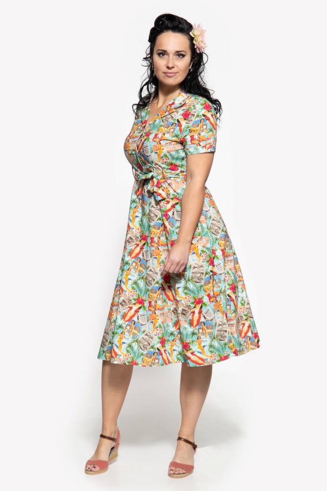 QueenKerosinSommerkleidmitAllover-Printim50s-LookQK4211015456Bunt