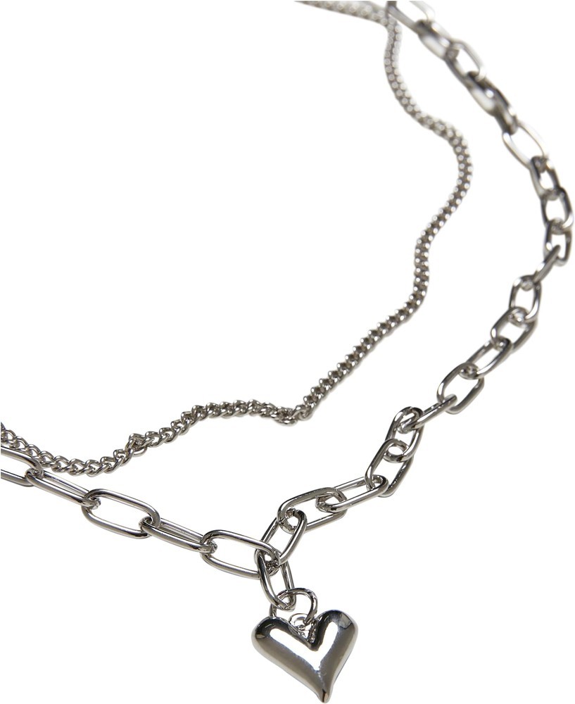 UrbanClassicsUniversalHalsketteHeartIconLayeringNecklaceSilver