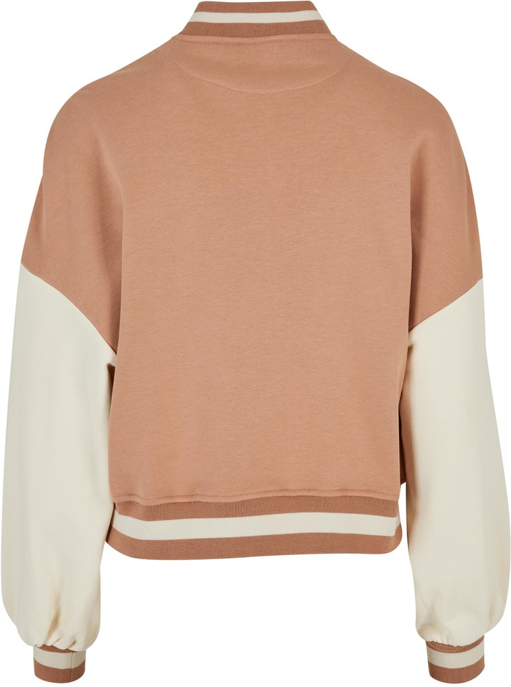 UrbanClassicsDamenJackeLadiesOversized2ToneCollegeTerryJacketAmberWhitesand-3XL