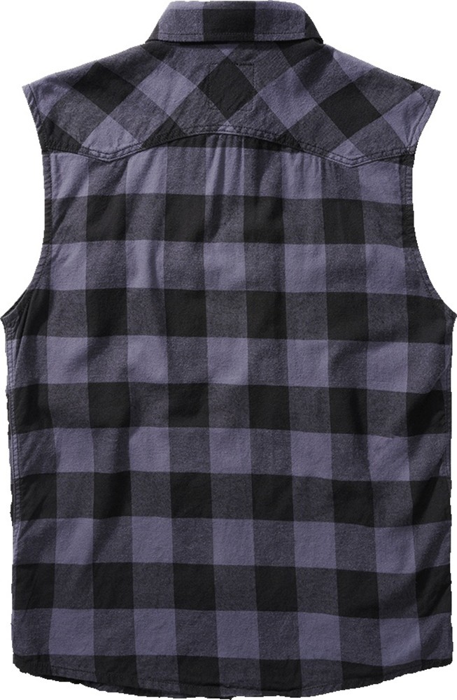 BranditMenHemdCheckshirtsleevelessBlackGrey