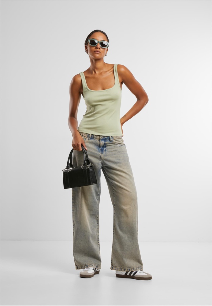 UrbanClassicsDamenLadiesWideNeckRibTop2-PackTB7513AWhiteSoftsalvia-3XL