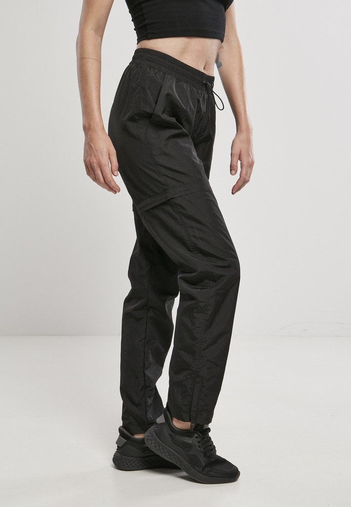 UrbanClassicsDamenTrainingshoseLadiesShinyCrinkleNylonZipPantsBlack
