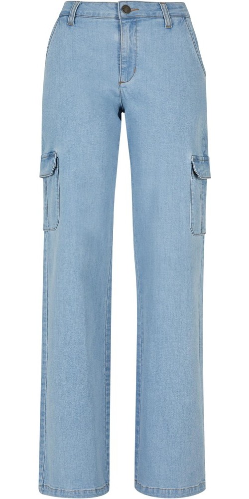 UrbanClassicsDamenHoseLadiesHighWaistStraightDenimCargoPantsLighterWashed-26