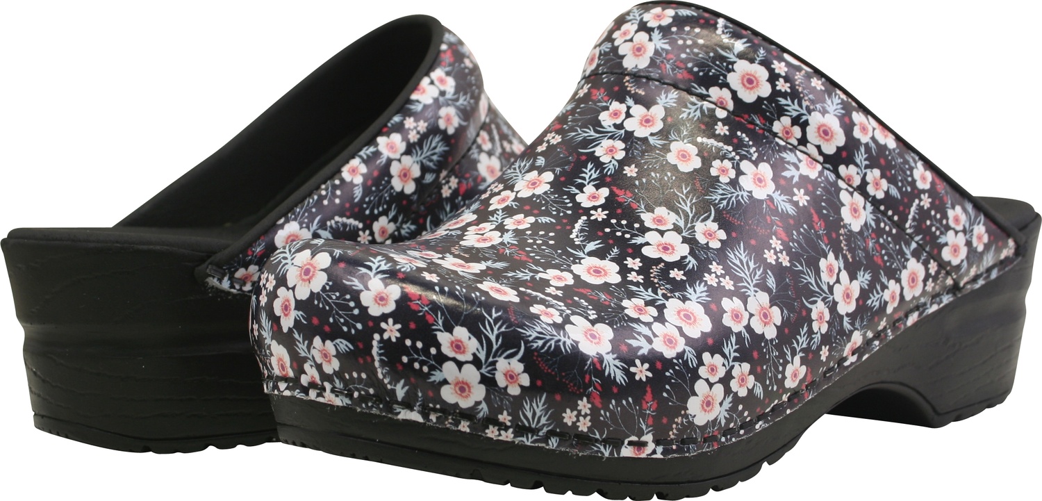 SanitaDamenOffenerClogOriginal-IsalenaOpenBlackWhite