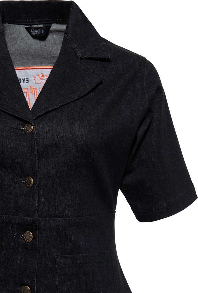 QueenKerosinDamenRetroDenimPencilKleidMitKnpfeRocknRollRebelQueensQKU460311