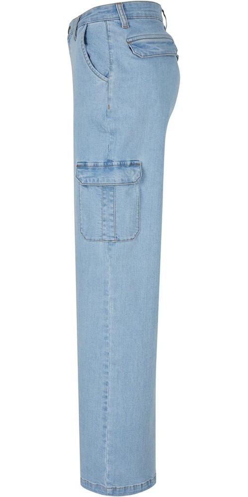 UrbanClassicsDamenHoseLadiesHighWaistStraightDenimCargoPantsLighterWashed-26