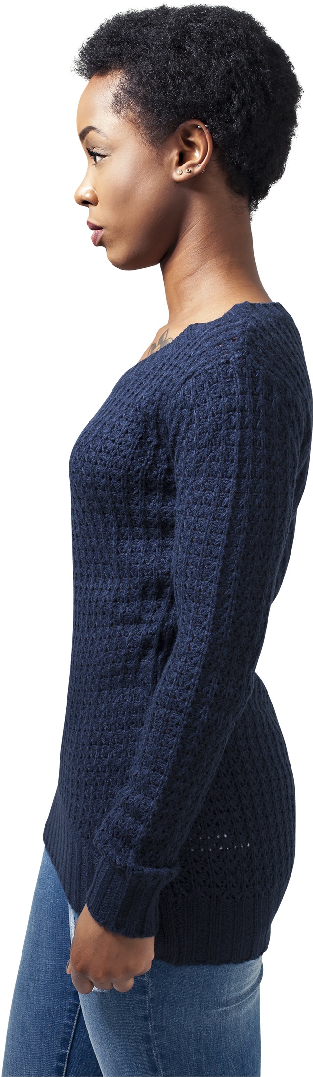 UrbanClassicsDamenPulloverLadiesLongWideneckSweaterNavy-L