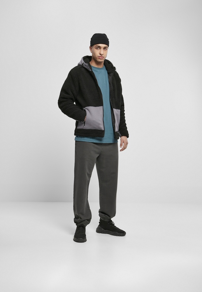 UrbanClassicsJackeHoodedSherpaJacketBlackAsphalt