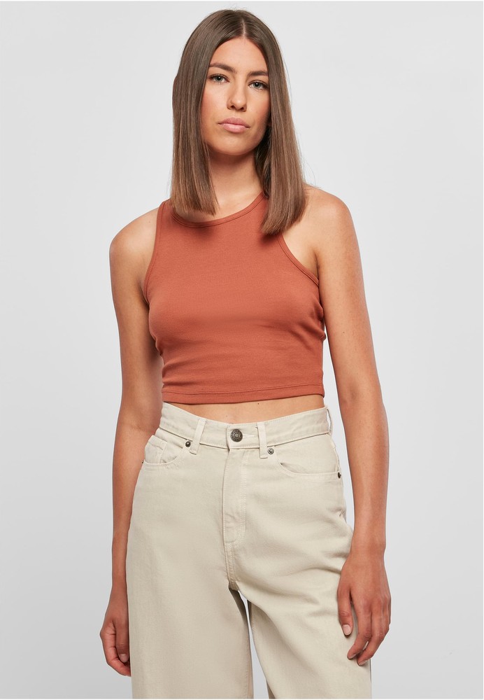 UrbanClassicsDamenLadiesCroppedRibTopTerracotta-3XL