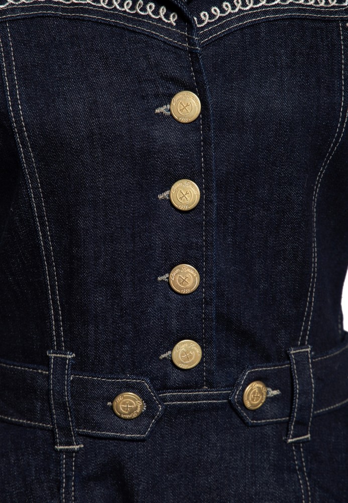 QueenKerosinWesternSwingKleidmitStickereiQKU26007Denim